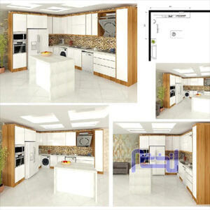 تصویر طراحی سه بعدی دکوراسیون آشپزخانه